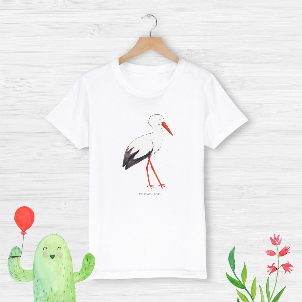 Organiczna koszulka dziecięca Bocian Kinder T-Shirt Mädchen, Kinder T-Shirt, Kinder T-Shirt Jungen, Gute Laune, Tiere, Tiermotive, Lustige Sprüche, Schwangerschaft, Baby, Schwanger, Storch, Babybauch, Geburt, Mutter, Störche, Mütter, Mutter Werden