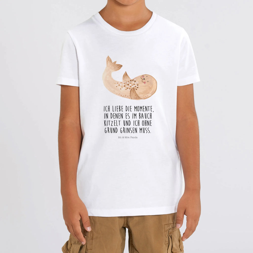Organiczna koszulka dziecięca foka Leżeć Kinder T-Shirt, Kinder T-Shirt Mädchen, Kinder T-Shirt Jungen, Gute Laune, Tiere, Tiermotive, Lustige Sprüche, Strand, Robbe, Seehund, Freude, Robben, Lachen, Meerestier, Ostsee, Nordsee