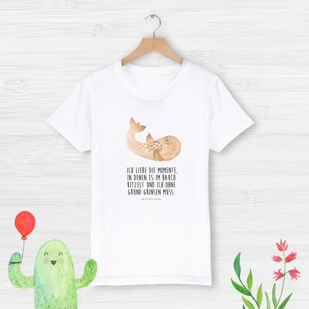 Organiczna koszulka dziecięca foka Leżeć Kinder T-Shirt, Kinder T-Shirt Mädchen, Kinder T-Shirt Jungen, Gute Laune, Tiere, Tiermotive, Lustige Sprüche, Strand, Robbe, Seehund, Freude, Robben, Lachen, Meerestier, Ostsee, Nordsee