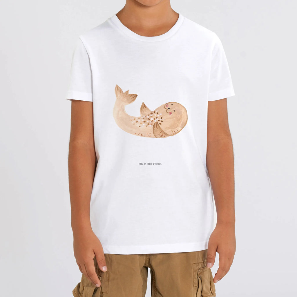 Organiczna koszulka dziecięca foka Leżeć Kinder T-Shirt, Kinder T-Shirt Mädchen, Kinder T-Shirt Jungen, Gute Laune, Tiere, Tiermotive, Lustige Sprüche, Strand, Robbe, Seehund, Freude, Robben, Lachen, Meerestier, Ostsee, Nordsee