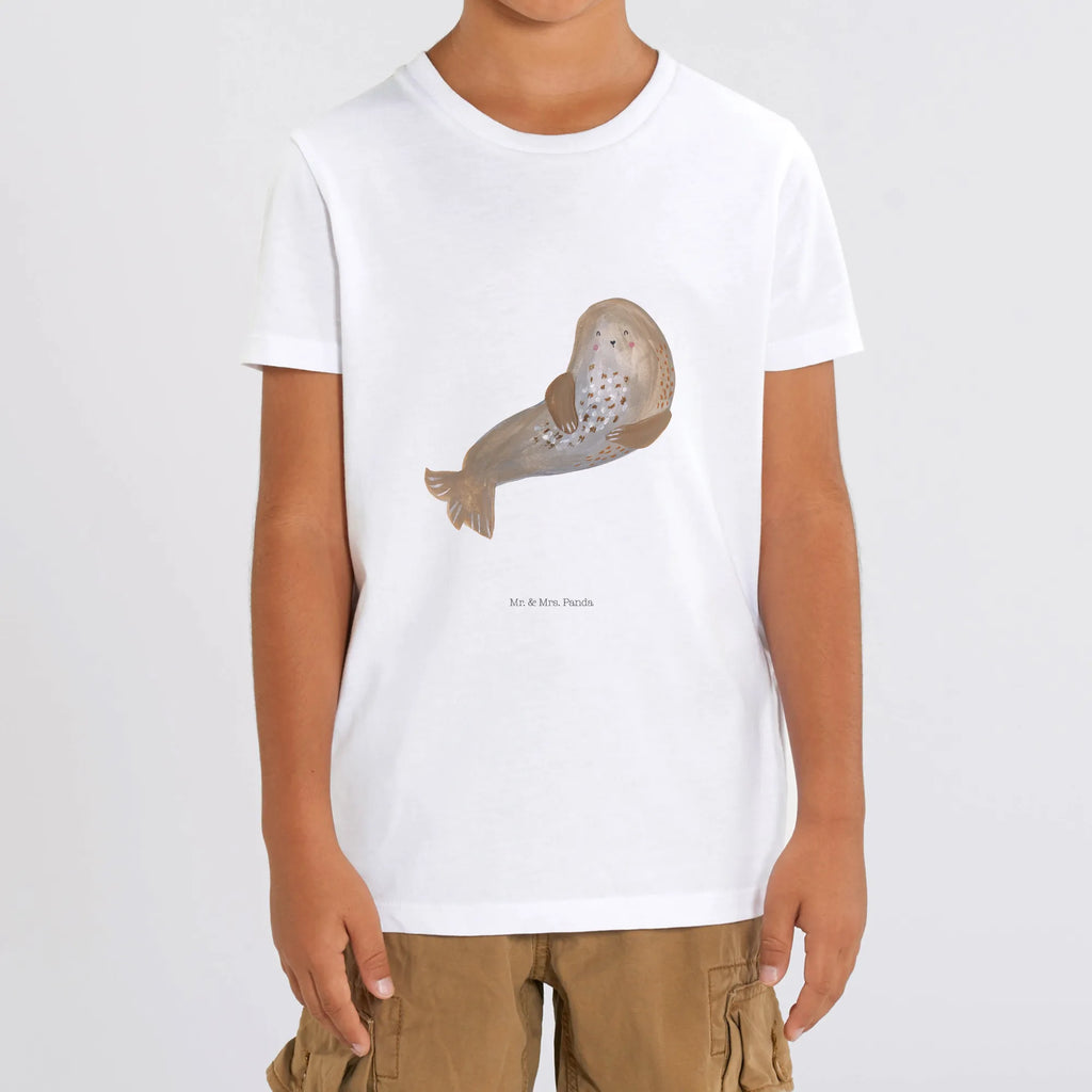 Organiczna koszulka dziecięca foka śmiech Kinder T-Shirt, Kinder T-Shirt Mädchen, Kinder T-Shirt Jungen, Gute Laune, Tiere, Tiermotive, Lustige Sprüche, Strand, Robben, Nordsee, Robbe, Ostsee, Meerestier, Seehund
