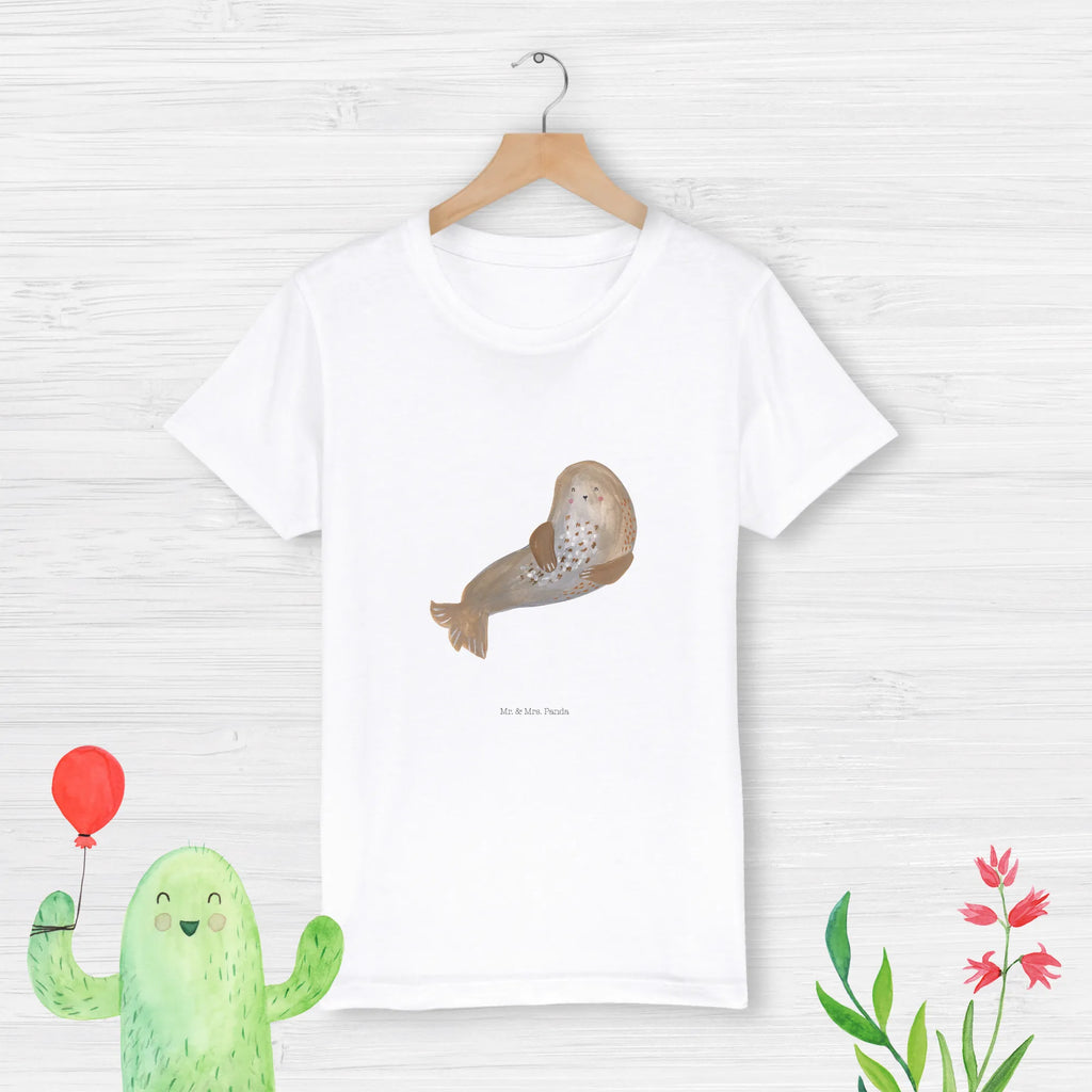Organiczna koszulka dziecięca foka śmiech Kinder T-Shirt, Kinder T-Shirt Mädchen, Kinder T-Shirt Jungen, Gute Laune, Tiere, Tiermotive, Lustige Sprüche, Strand, Robben, Nordsee, Robbe, Ostsee, Meerestier, Seehund