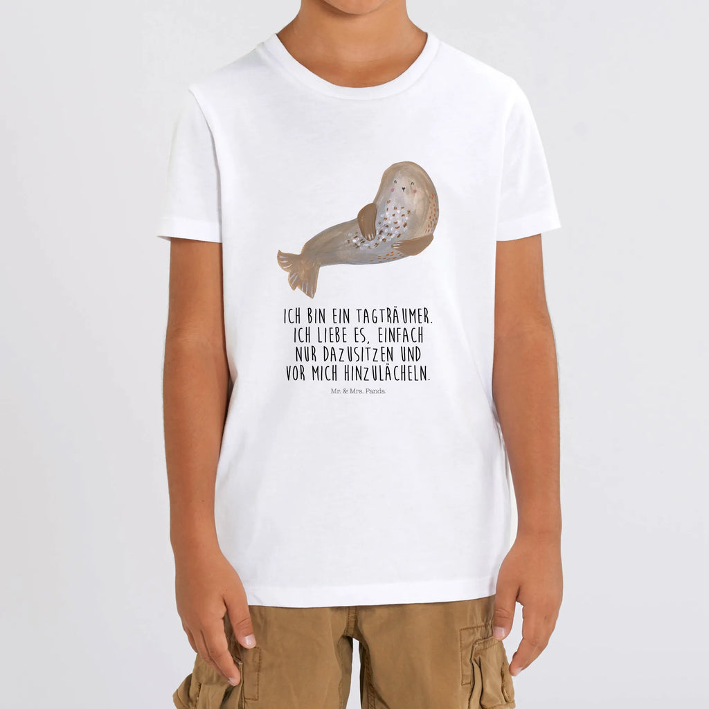 Organiczna koszulka dziecięca foka śmiech Kinder T-Shirt, Kinder T-Shirt Mädchen, Kinder T-Shirt Jungen, Gute Laune, Tiere, Tiermotive, Lustige Sprüche, Strand, Robben, Nordsee, Robbe, Ostsee, Meerestier, Seehund