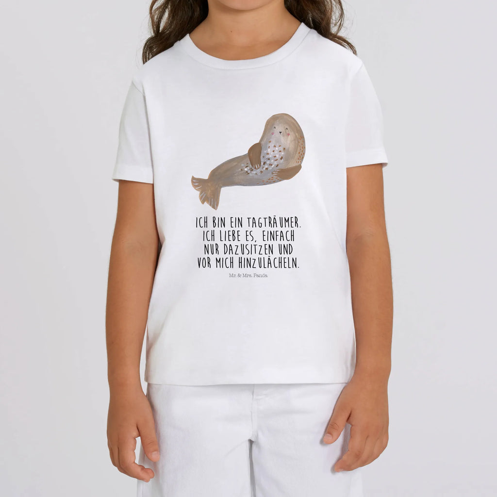 Organiczna koszulka dziecięca foka śmiech Kinder T-Shirt, Kinder T-Shirt Mädchen, Kinder T-Shirt Jungen, Gute Laune, Tiere, Tiermotive, Lustige Sprüche, Strand, Robben, Nordsee, Robbe, Ostsee, Meerestier, Seehund