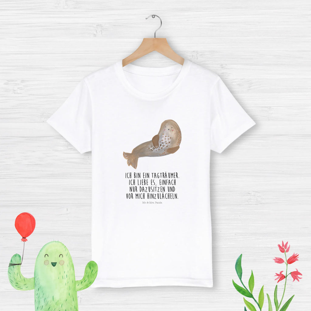 Organiczna koszulka dziecięca foka śmiech Kinder T-Shirt, Kinder T-Shirt Mädchen, Kinder T-Shirt Jungen, Gute Laune, Tiere, Tiermotive, Lustige Sprüche, Strand, Robben, Nordsee, Robbe, Ostsee, Meerestier, Seehund