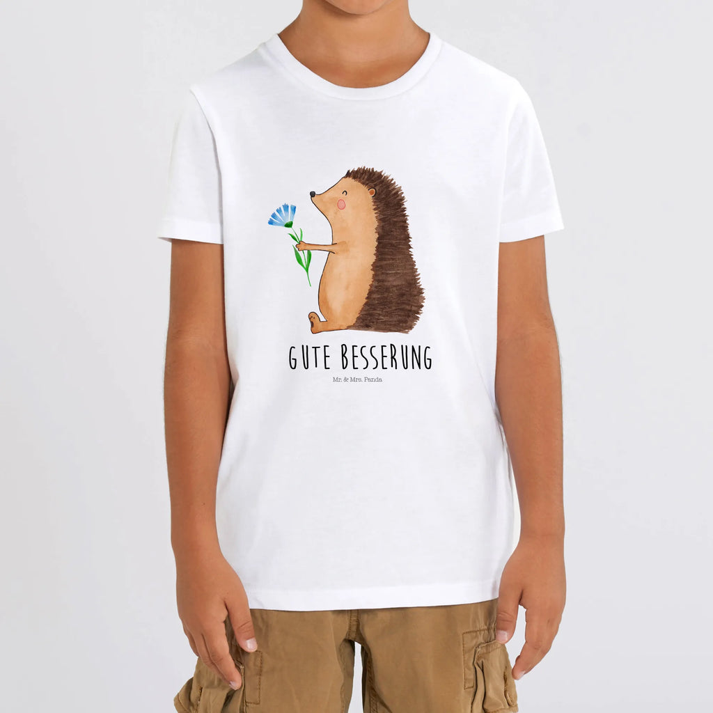 Organiczna koszulka dziecięca jeż Kwiaty Kinder T-Shirt Jungen, Kinder T-Shirt Mädchen, Kinder T-Shirt, Gute Laune, Tiere, Tiermotive, Lustige Sprüche, Gute Besserung, krank, Krankheit, Krankenhaus, Genesungswünsche, Besuch, Igel