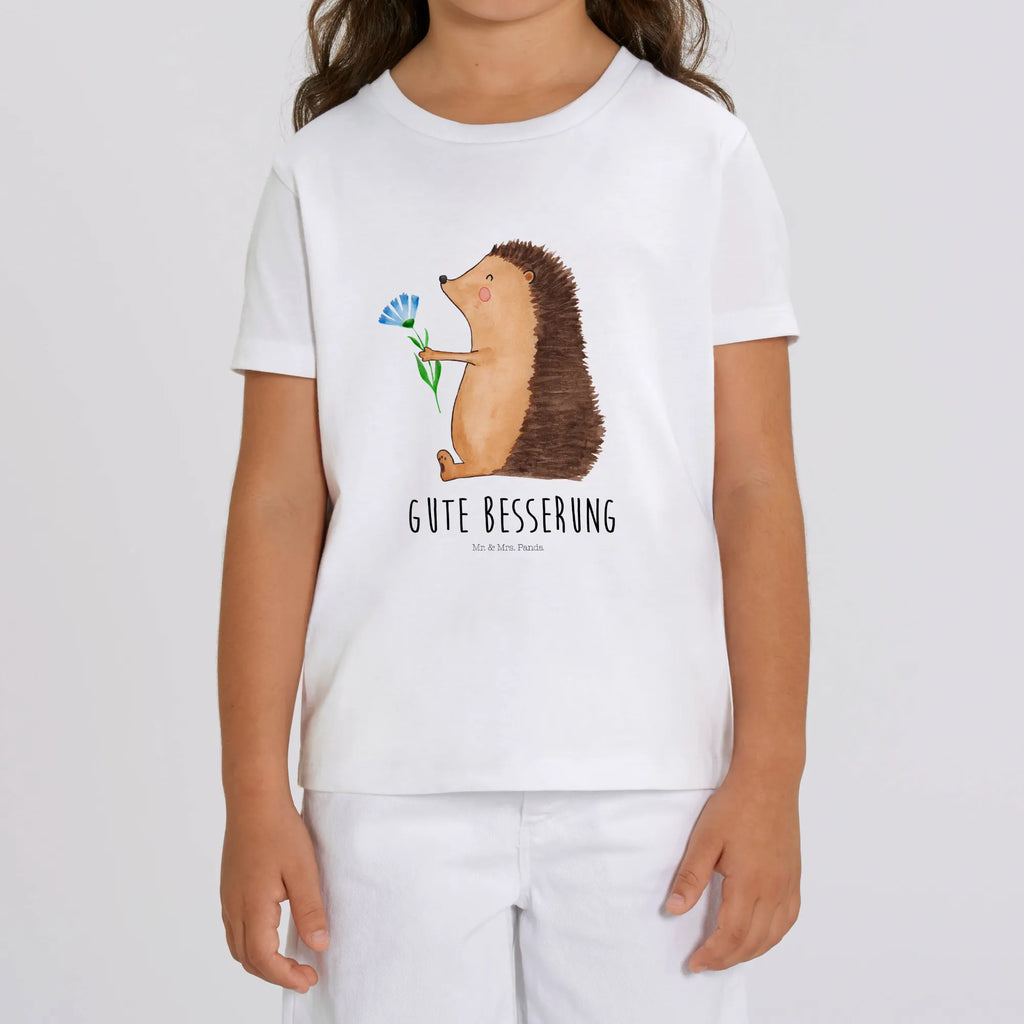 Organiczna koszulka dziecięca jeż Kwiaty Kinder T-Shirt Jungen, Kinder T-Shirt Mädchen, Kinder T-Shirt, Gute Laune, Tiere, Tiermotive, Lustige Sprüche, Gute Besserung, krank, Krankheit, Krankenhaus, Genesungswünsche, Besuch, Igel