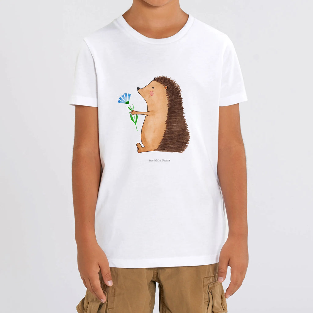 Organiczna koszulka dziecięca jeż Kwiaty Kinder T-Shirt Jungen, Kinder T-Shirt Mädchen, Kinder T-Shirt, Gute Laune, Tiere, Tiermotive, Lustige Sprüche, Gute Besserung, krank, Krankheit, Krankenhaus, Genesungswünsche, Besuch, Igel