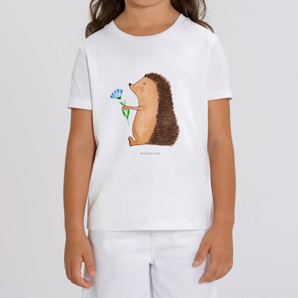 Organiczna koszulka dziecięca jeż Kwiaty Kinder T-Shirt Jungen, Kinder T-Shirt Mädchen, Kinder T-Shirt, Gute Laune, Tiere, Tiermotive, Lustige Sprüche, Gute Besserung, krank, Krankheit, Krankenhaus, Genesungswünsche, Besuch, Igel
