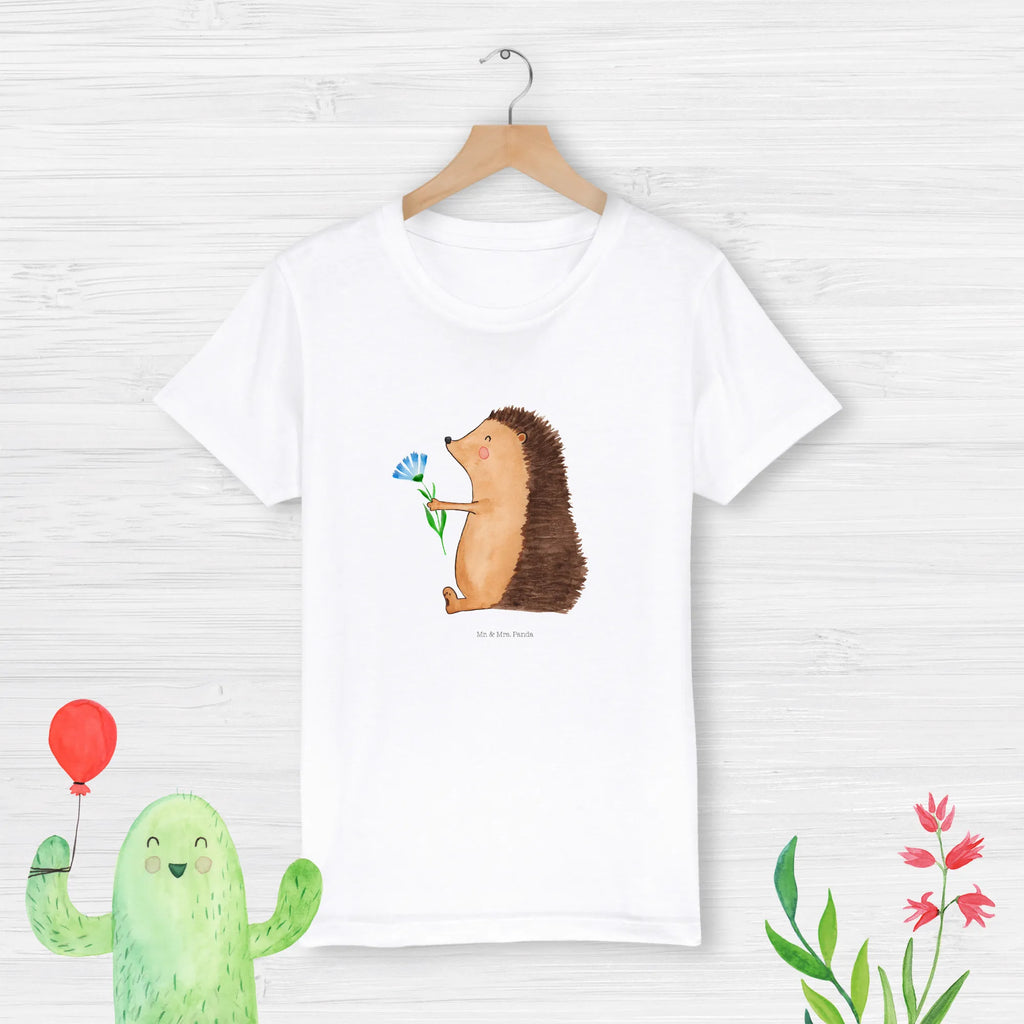 Organiczna koszulka dziecięca jeż Kwiaty Kinder T-Shirt Jungen, Kinder T-Shirt Mädchen, Kinder T-Shirt, Gute Laune, Tiere, Tiermotive, Lustige Sprüche, Gute Besserung, krank, Krankheit, Krankenhaus, Genesungswünsche, Besuch, Igel