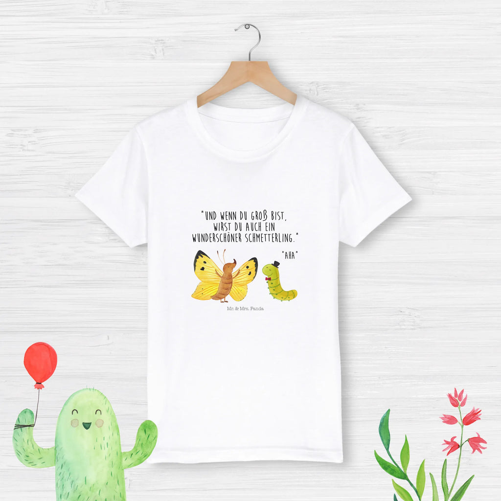 Organiczna koszulka dziecięca gąsienica motyl Kinder T-Shirt Jungen, Kinder T-Shirt, Kinder T-Shirt Mädchen, Gute Laune, Tiere, Tiermotive, lustige Sprüche, Raupe, Schmetterling, Aufwachsen, Kokon, Zitronenfalter, Erwachsen werden, Hütchen, Entwicklung, Hut, Schönheit