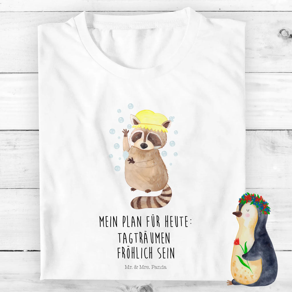 Organiczna koszulka dziecięca Szop pracz Kinder T-Shirt, Kinder T-Shirt Mädchen, Kinder T-Shirt Jungen, Gute Laune, Tiere, Tiermotive, lustige Sprüche, Seifenblasen, waschen, Fröhlich, Plan, Waschbär, Tagträumen