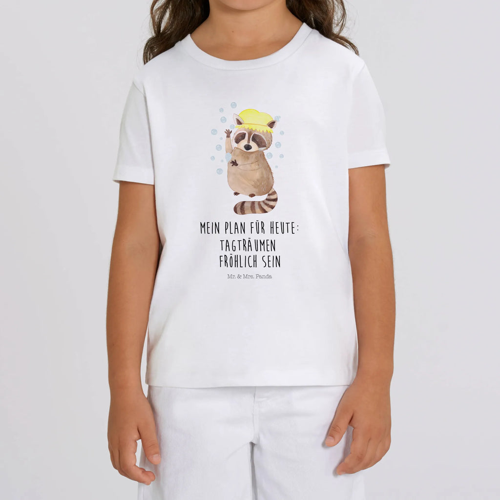 Organiczna koszulka dziecięca Szop pracz Kinder T-Shirt, Kinder T-Shirt Mädchen, Kinder T-Shirt Jungen, Gute Laune, Tiere, Tiermotive, lustige Sprüche, Seifenblasen, waschen, Fröhlich, Plan, Waschbär, Tagträumen