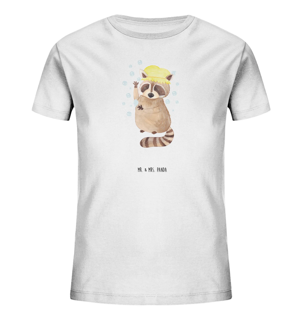 Organiczna koszulka dziecięca Szop pracz Kinder T-Shirt, Kinder T-Shirt Mädchen, Kinder T-Shirt Jungen, Gute Laune, Tiere, Tiermotive, lustige Sprüche, Seifenblasen, waschen, Fröhlich, Plan, Waschbär, Tagträumen
