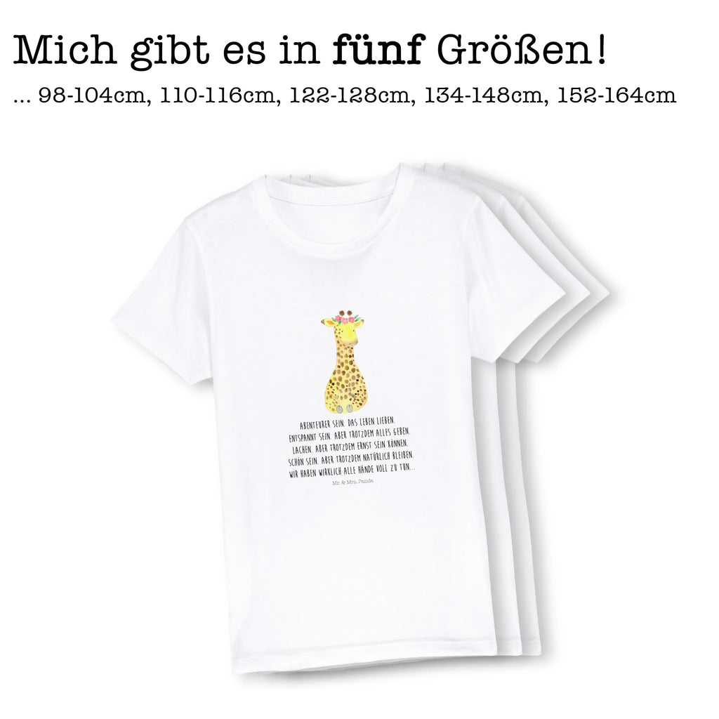 Organiczna koszulka dziecięca żyrafa Wieniec kwiatów Kinder T-Shirt Mädchen, Kinder T-Shirt, Kinder T-Shirt Jungen, Wildtiere, Afrika, Abenteurer, Selbstliebe, Blumenkranz, Giraffe, Freundin