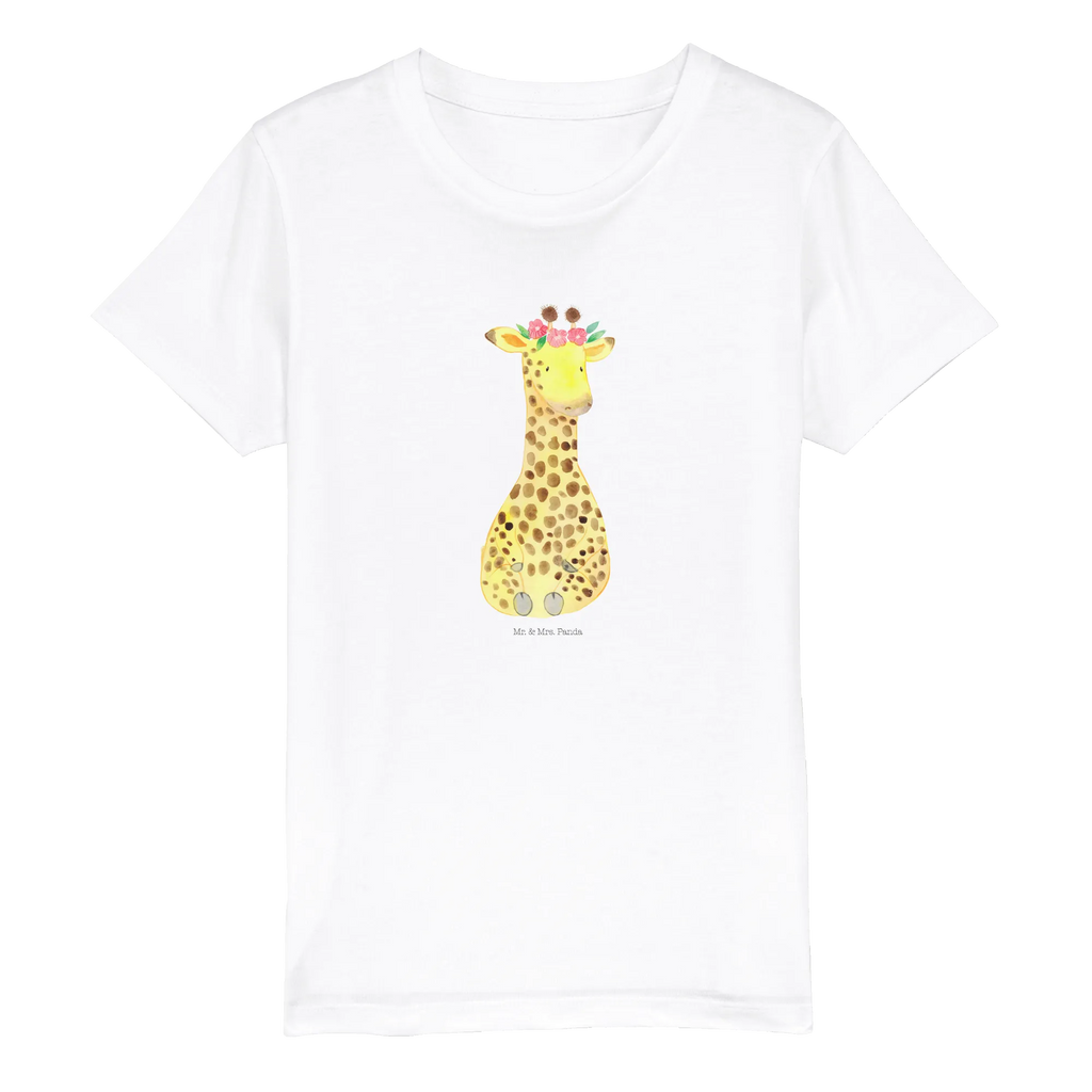 Organiczna koszulka dziecięca żyrafa Wieniec kwiatów Kinder T-Shirt Mädchen, Kinder T-Shirt, Kinder T-Shirt Jungen, Wildtiere, Afrika, Abenteurer, Selbstliebe, Blumenkranz, Giraffe, Freundin