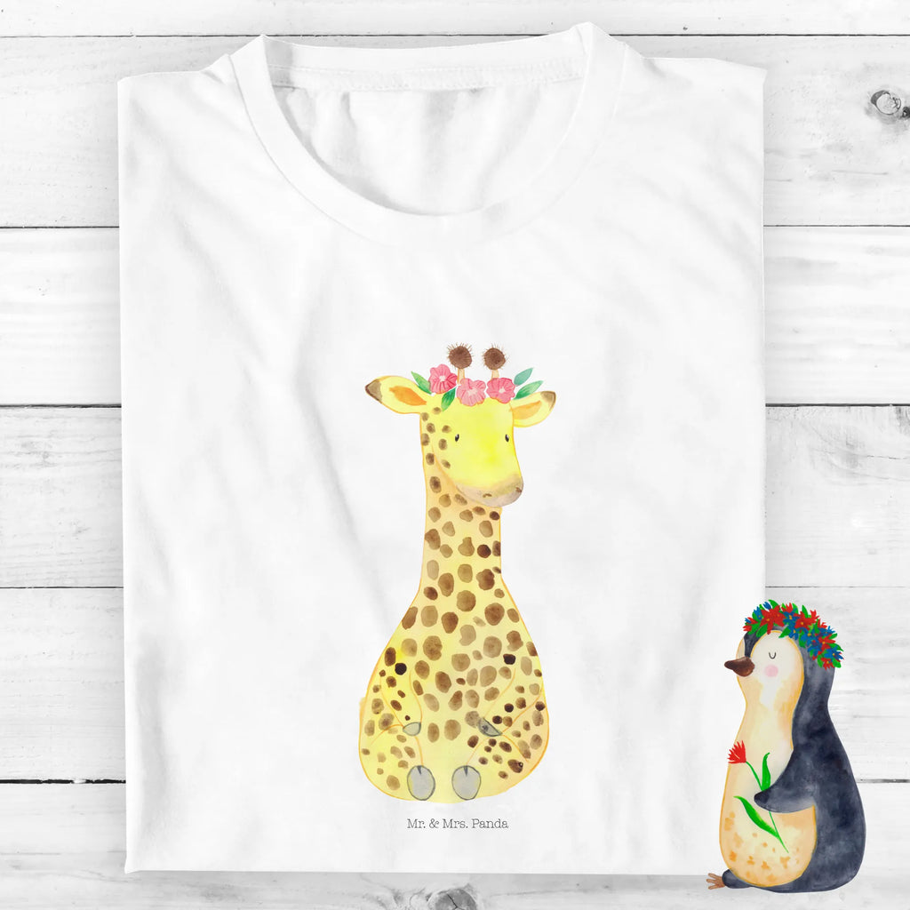 Organiczna koszulka dziecięca żyrafa Wieniec kwiatów Kinder T-Shirt Mädchen, Kinder T-Shirt, Kinder T-Shirt Jungen, Wildtiere, Afrika, Abenteurer, Selbstliebe, Blumenkranz, Giraffe, Freundin