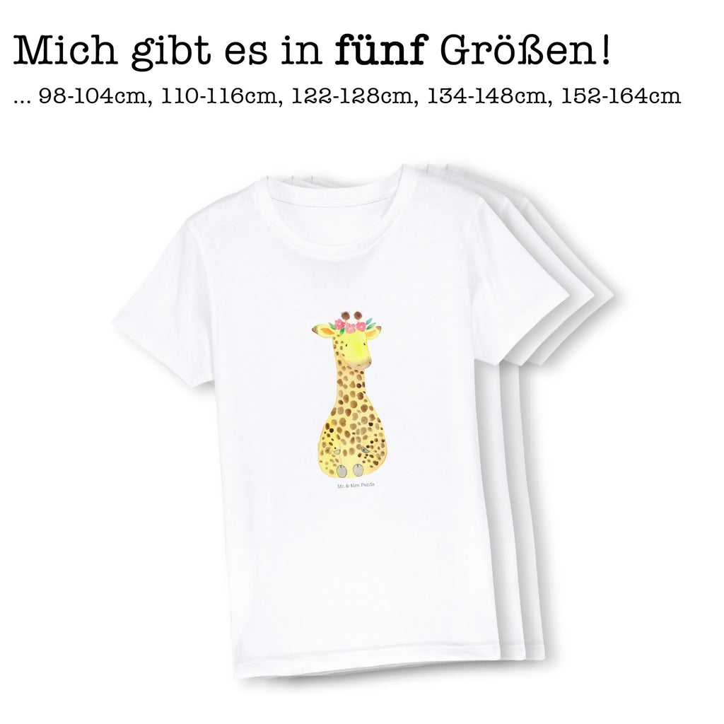 Organiczna koszulka dziecięca żyrafa Wieniec kwiatów Kinder T-Shirt Mädchen, Kinder T-Shirt, Kinder T-Shirt Jungen, Wildtiere, Afrika, Abenteurer, Selbstliebe, Blumenkranz, Giraffe, Freundin