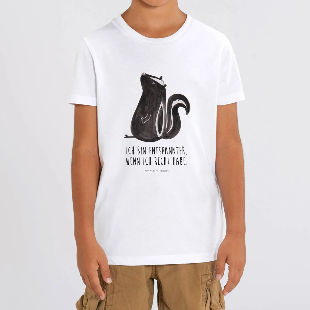 Organiczna koszulka dziecięca skunks siedzenie Kinder T-Shirt, Kinder T-Shirt Mädchen, Kinder T-Shirt Jungen, Stinktier, Skunk, Besserwisser, Spruch, Recht, Büro, Stinki, Raubtier, Wildtier, Stinker