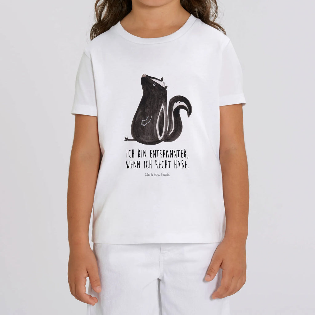 Organiczna koszulka dziecięca skunks siedzenie Kinder T-Shirt, Kinder T-Shirt Mädchen, Kinder T-Shirt Jungen, Stinktier, Skunk, Besserwisser, Spruch, Recht, Büro, Stinki, Raubtier, Wildtier, Stinker