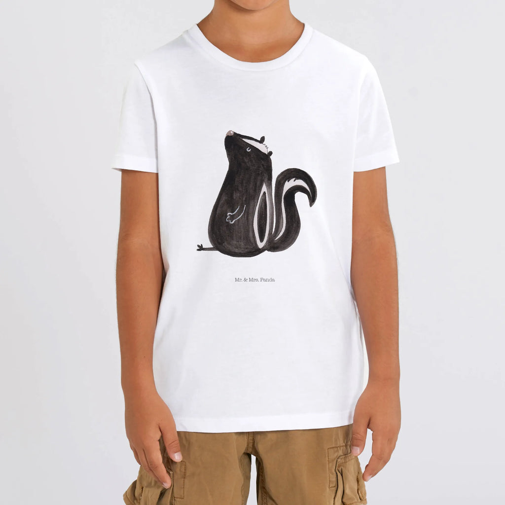 Organiczna koszulka dziecięca skunks siedzenie Kinder T-Shirt, Kinder T-Shirt Mädchen, Kinder T-Shirt Jungen, Stinktier, Skunk, Besserwisser, Spruch, Recht, Büro, Stinki, Raubtier, Wildtier, Stinker