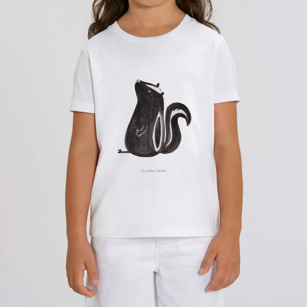 Organiczna koszulka dziecięca skunks siedzenie Kinder T-Shirt, Kinder T-Shirt Mädchen, Kinder T-Shirt Jungen, Stinktier, Skunk, Besserwisser, Spruch, Recht, Büro, Stinki, Raubtier, Wildtier, Stinker