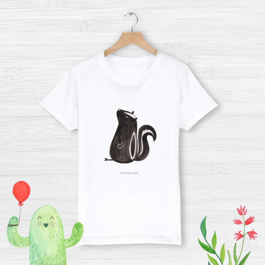 Organiczna koszulka dziecięca skunks siedzenie Kinder T-Shirt, Kinder T-Shirt Mädchen, Kinder T-Shirt Jungen, Stinktier, Skunk, Besserwisser, Spruch, Recht, Büro, Stinki, Raubtier, Wildtier, Stinker