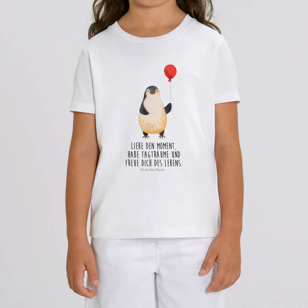Organiczna koszulka dziecięca pingwin balon Kinder T-Shirt Jungen, Kinder T-Shirt, Kinder T-Shirt Mädchen, Pinguin, Neustart, Tagträume, Luftballon, Lebenslust, Motivation, Liebe, Geschenk Freundin, Geschenkidee, Pinguine, Neues Leben, Glück, Beste Freundin