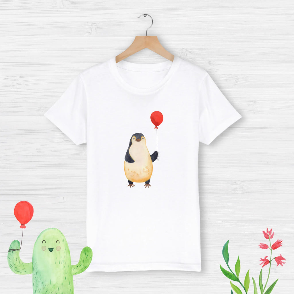 Organiczna koszulka dziecięca pingwin balon Kinder T-Shirt Jungen, Kinder T-Shirt, Kinder T-Shirt Mädchen, Pinguin, Neustart, Tagträume, Luftballon, Lebenslust, Motivation, Liebe, Geschenk Freundin, Geschenkidee, Pinguine, Neues Leben, Glück, Beste Freundin