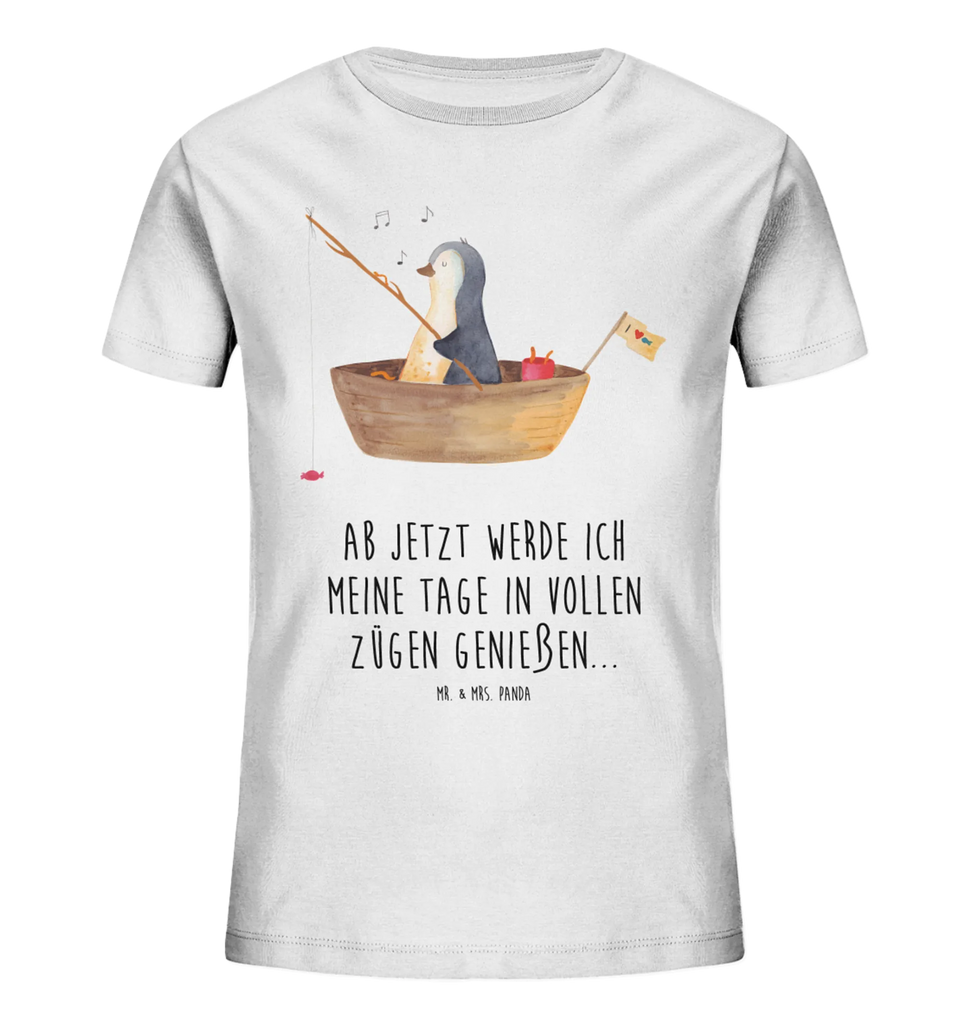 Organiczna koszulka dziecięca pingwin łódka wędkarska Kinder T-Shirt Mädchen, Kinder T-Shirt Jungen, Kinder T-Shirt, Pinguin, Trennung, Neuanfang, Lebenslust, Leben, Angeln, Boot, Genießen, Angelboot, Scheidung, Motivation, Neustart, Geschenkidee Liebeskummer, Pinguine