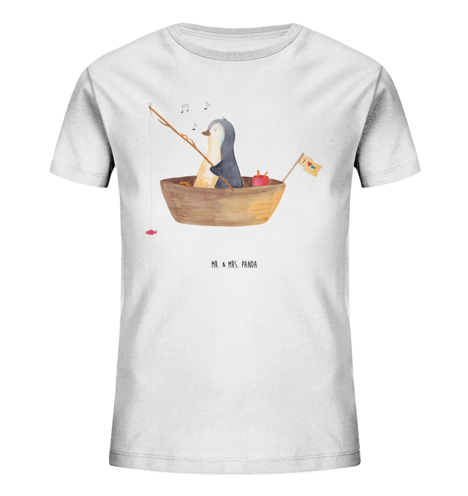 Organiczna koszulka dziecięca pingwin łódka wędkarska Kinder T-Shirt Mädchen, Kinder T-Shirt Jungen, Kinder T-Shirt, Pinguin, Trennung, Neuanfang, Lebenslust, Leben, Angeln, Boot, Genießen, Angelboot, Scheidung, Motivation, Neustart, Geschenkidee Liebeskummer, Pinguine