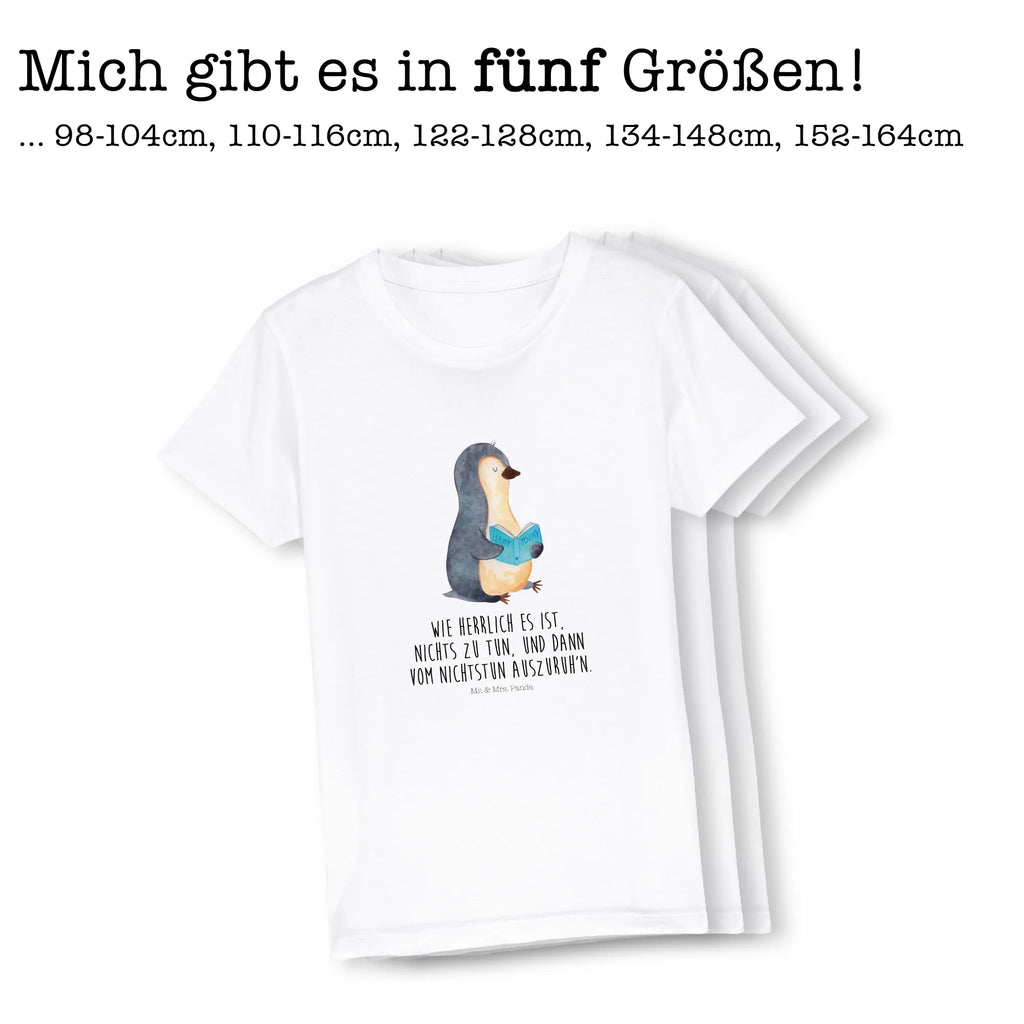 Organic Kids T-Shirt Penguin A book Kinder T-Shirt Mädchen, Kinder T-Shirt, Kinder T-Shirt Jungen, Pinguin, Ferien, Pinguine, Lesen, Faulenzen, Buch, Urlaub, Freizeit, Nichtstun, Bücherwurm