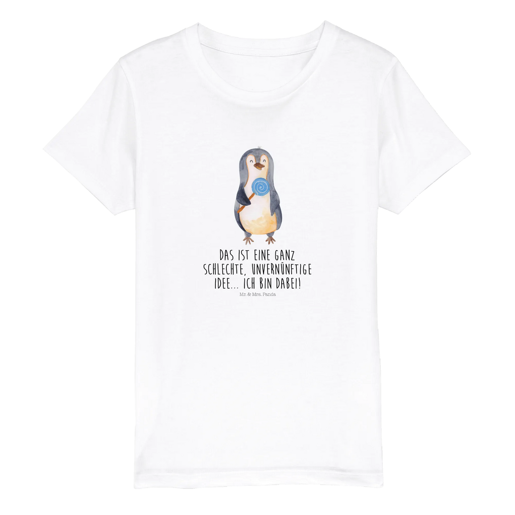 Organiczna koszulka dziecięca pingwin lizak Kinder T-Shirt Jungen, Kinder T-Shirt Mädchen, Kinder T-Shirt, Pinguin, Ganove, Rebell, Lolli, Süßigkeiten, Blödsinn, Pinguine, Rabauke, Spruch, Gauner