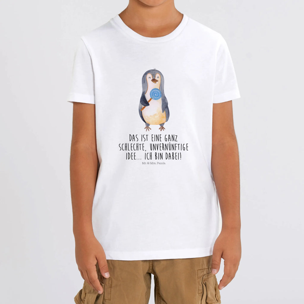 Organiczna koszulka dziecięca pingwin lizak Kinder T-Shirt Jungen, Kinder T-Shirt Mädchen, Kinder T-Shirt, Pinguin, Ganove, Rebell, Lolli, Süßigkeiten, Blödsinn, Pinguine, Rabauke, Spruch, Gauner
