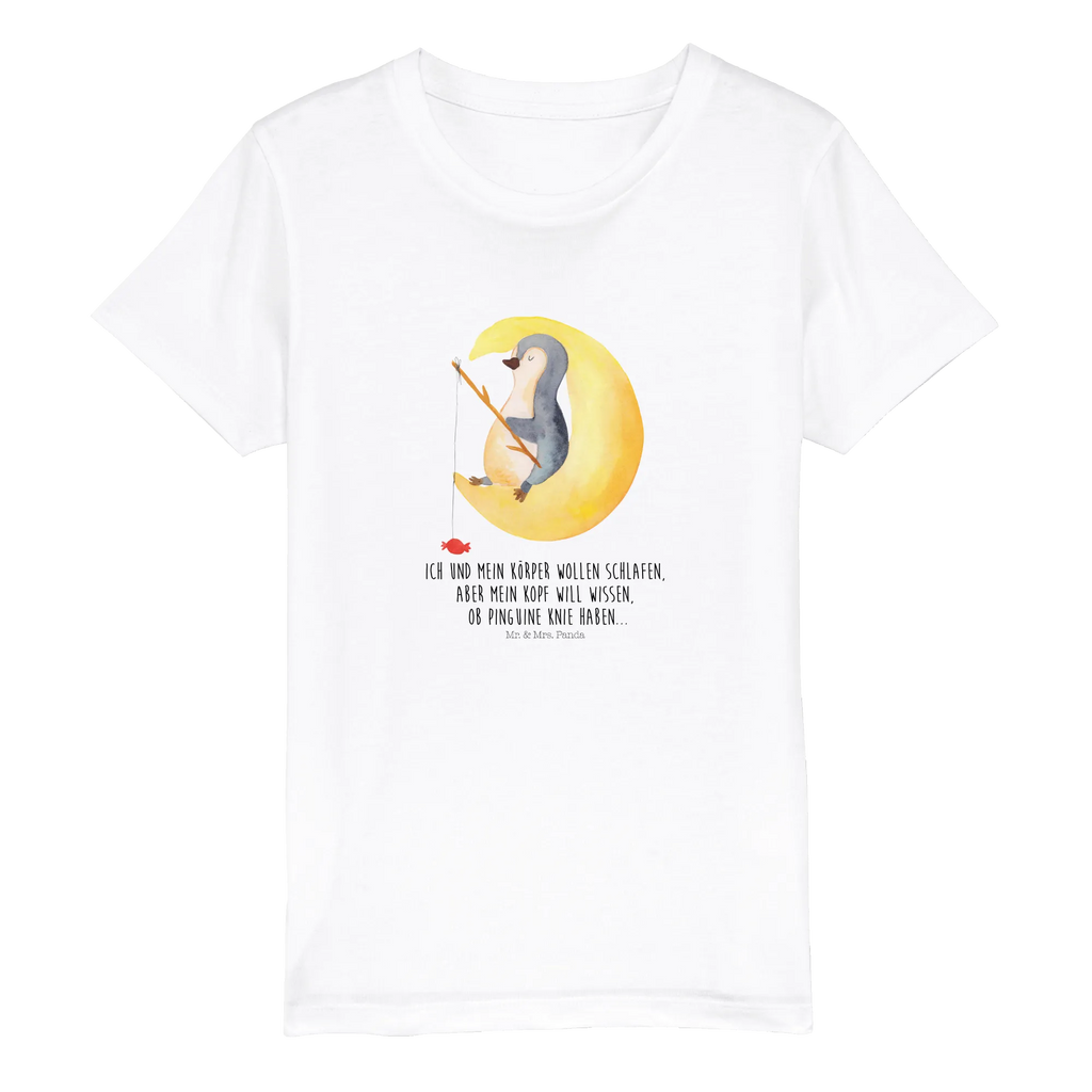 Organiczna koszulka dziecięca pingwin księżyc Kinder T-Shirt Jungen, Kinder T-Shirt, Kinder T-Shirt Mädchen, Pinguin, schlafen, Spruch, Pinguine, Nachtruhe, Schlafzimmer, Schlafstörungen, Gästezimmer, Einschlafen