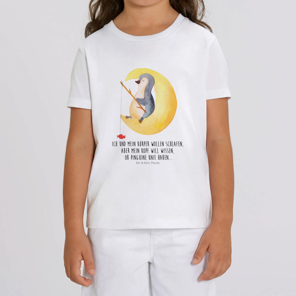 Organiczna koszulka dziecięca pingwin księżyc Kinder T-Shirt Jungen, Kinder T-Shirt, Kinder T-Shirt Mädchen, Pinguin, schlafen, Spruch, Pinguine, Nachtruhe, Schlafzimmer, Schlafstörungen, Gästezimmer, Einschlafen