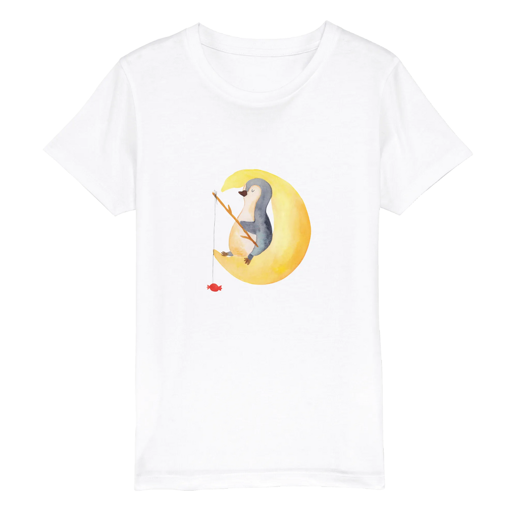 Organiczna koszulka dziecięca pingwin księżyc Kinder T-Shirt Jungen, Kinder T-Shirt, Kinder T-Shirt Mädchen, Pinguin, schlafen, Spruch, Pinguine, Nachtruhe, Schlafzimmer, Schlafstörungen, Gästezimmer, Einschlafen