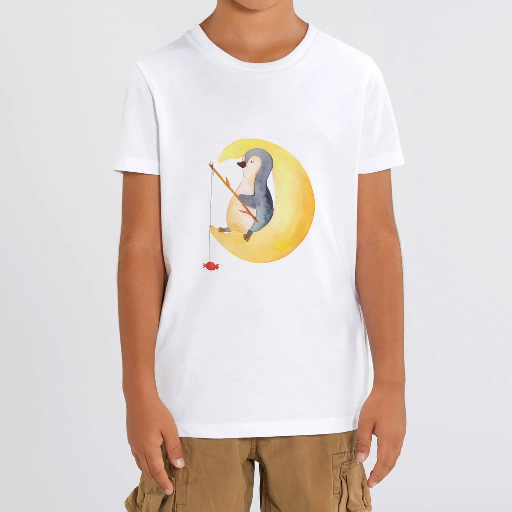 Organiczna koszulka dziecięca pingwin księżyc Kinder T-Shirt Jungen, Kinder T-Shirt, Kinder T-Shirt Mädchen, Pinguin, schlafen, Spruch, Pinguine, Nachtruhe, Schlafzimmer, Schlafstörungen, Gästezimmer, Einschlafen