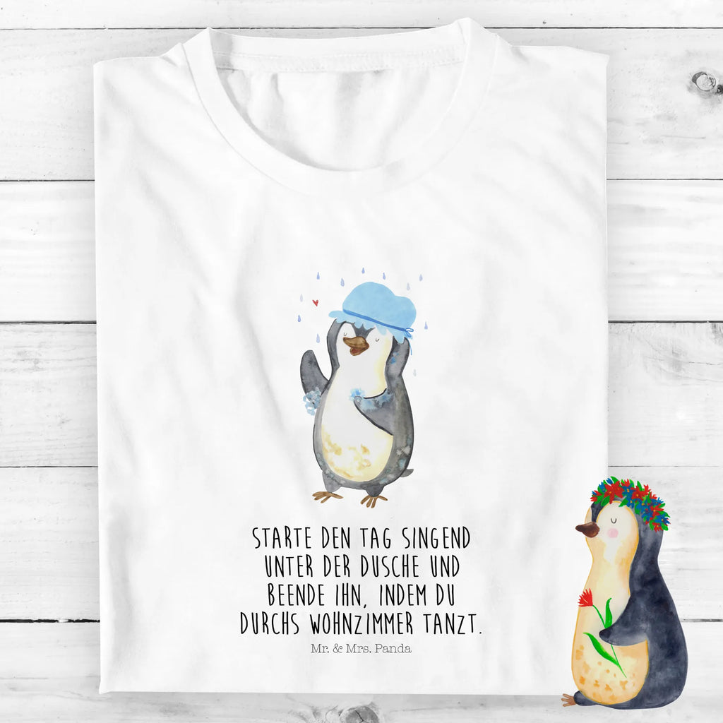 Organiczna koszulka dziecięca Pingwin Prysznic Kinder T-Shirt Jungen, Kinder T-Shirt Mädchen, Kinder T-Shirt, Pinguin, Lebensmotto, glücklich sein, Dusche, Duschen, Neustart, Motivation, Pinguine, Neuanfang