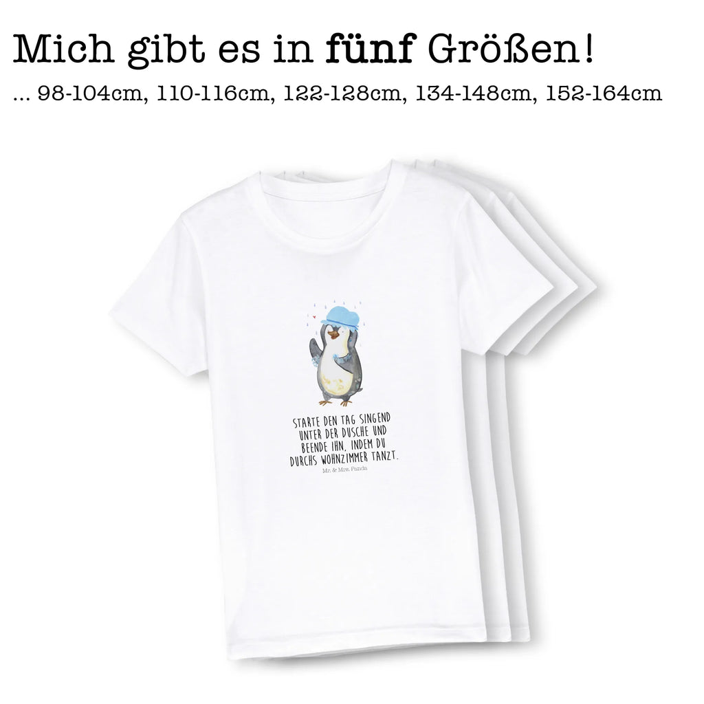 Organiczna koszulka dziecięca Pingwin Prysznic Kinder T-Shirt Jungen, Kinder T-Shirt Mädchen, Kinder T-Shirt, Pinguin, Lebensmotto, glücklich sein, Dusche, Duschen, Neustart, Motivation, Pinguine, Neuanfang