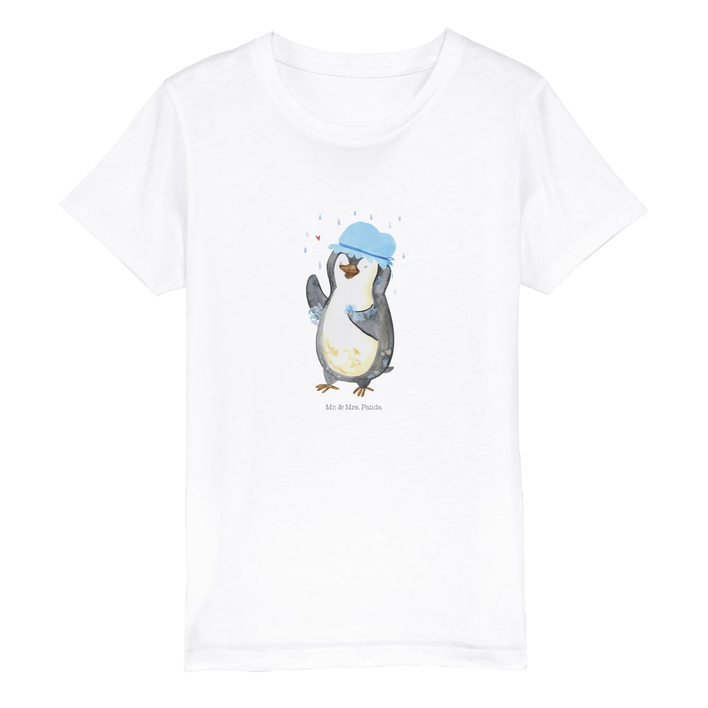 Organiczna koszulka dziecięca Pingwin Prysznic Kinder T-Shirt Jungen, Kinder T-Shirt Mädchen, Kinder T-Shirt, Pinguin, Lebensmotto, glücklich sein, Dusche, Duschen, Neustart, Motivation, Pinguine, Neuanfang