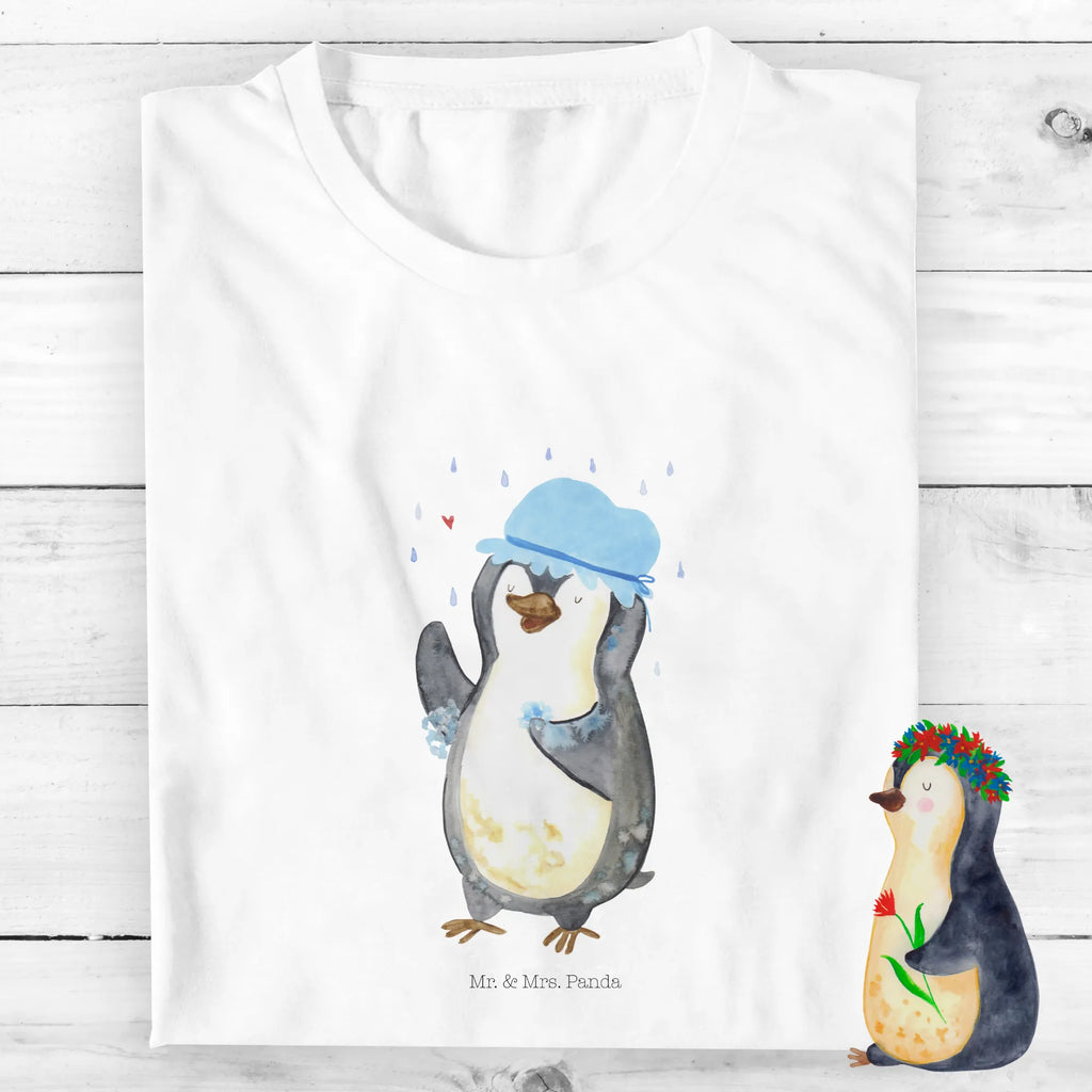 Organiczna koszulka dziecięca Pingwin Prysznic Kinder T-Shirt Jungen, Kinder T-Shirt Mädchen, Kinder T-Shirt, Pinguin, Lebensmotto, glücklich sein, Dusche, Duschen, Neustart, Motivation, Pinguine, Neuanfang