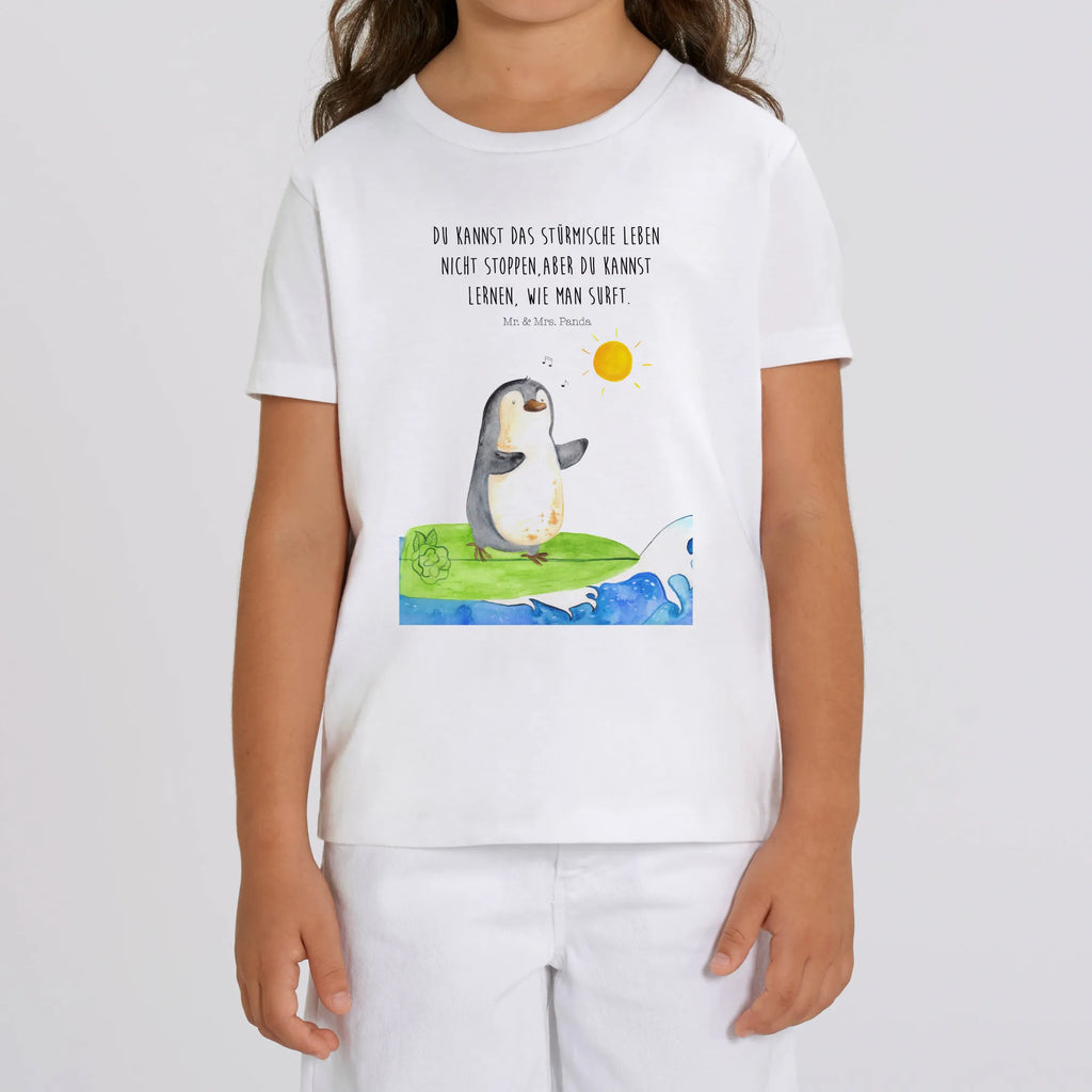 Organiczna koszulka dziecięca Pingwin surfista Kinder T-Shirt Mädchen, Kinder T-Shirt Jungen, Kinder T-Shirt, Pinguin, Hawaii, Urlaub, Wellen Reiten, Pinguine, Portugal, Surfen, Surfer, Wellen