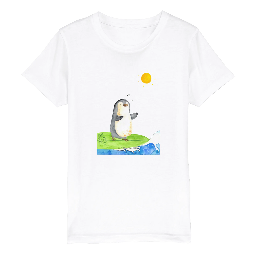 Organiczna koszulka dziecięca Pingwin surfista Kinder T-Shirt Mädchen, Kinder T-Shirt Jungen, Kinder T-Shirt, Pinguin, Hawaii, Urlaub, Wellen Reiten, Pinguine, Portugal, Surfen, Surfer, Wellen