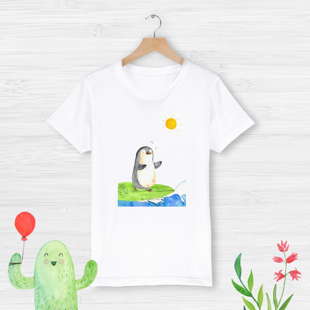 Organiczna koszulka dziecięca Pingwin surfista Kinder T-Shirt Mädchen, Kinder T-Shirt Jungen, Kinder T-Shirt, Pinguin, Hawaii, Urlaub, Wellen Reiten, Pinguine, Portugal, Surfen, Surfer, Wellen