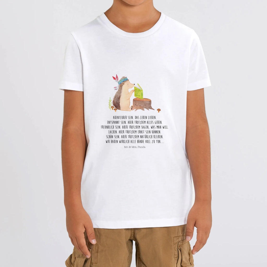 Organiczna koszulka dziecięca jeż Ozdoba z piór Kinder T-Shirt Jungen, Kinder T-Shirt, Kinder T-Shirt Mädchen, Waldtiere, Tiere, Igel, Abenteuer, Camping, Indianer, Lagerfeuer