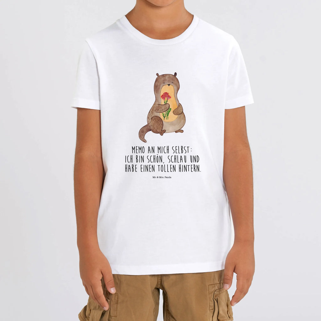 Organic Kids T-Shirt otter Bunch of flowers Kinder T-Shirt Jungen, Kinder T-Shirt, Kinder T-Shirt Mädchen, Otter, Seeotter, Fischotter, Otter Seeotter See Otter