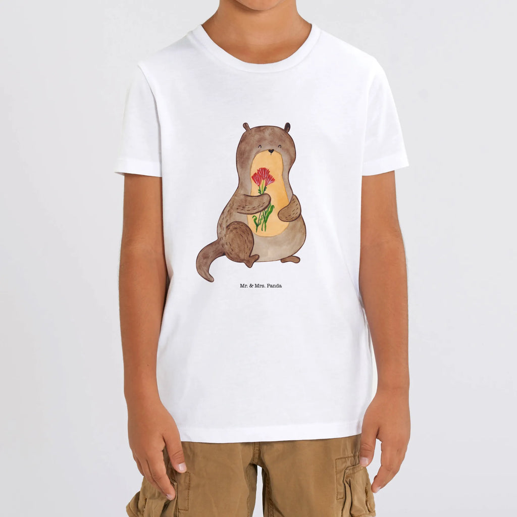 Organic Kids T-Shirt otter Bunch of flowers Kinder T-Shirt Jungen, Kinder T-Shirt, Kinder T-Shirt Mädchen, Otter, Seeotter, Fischotter, Otter Seeotter See Otter