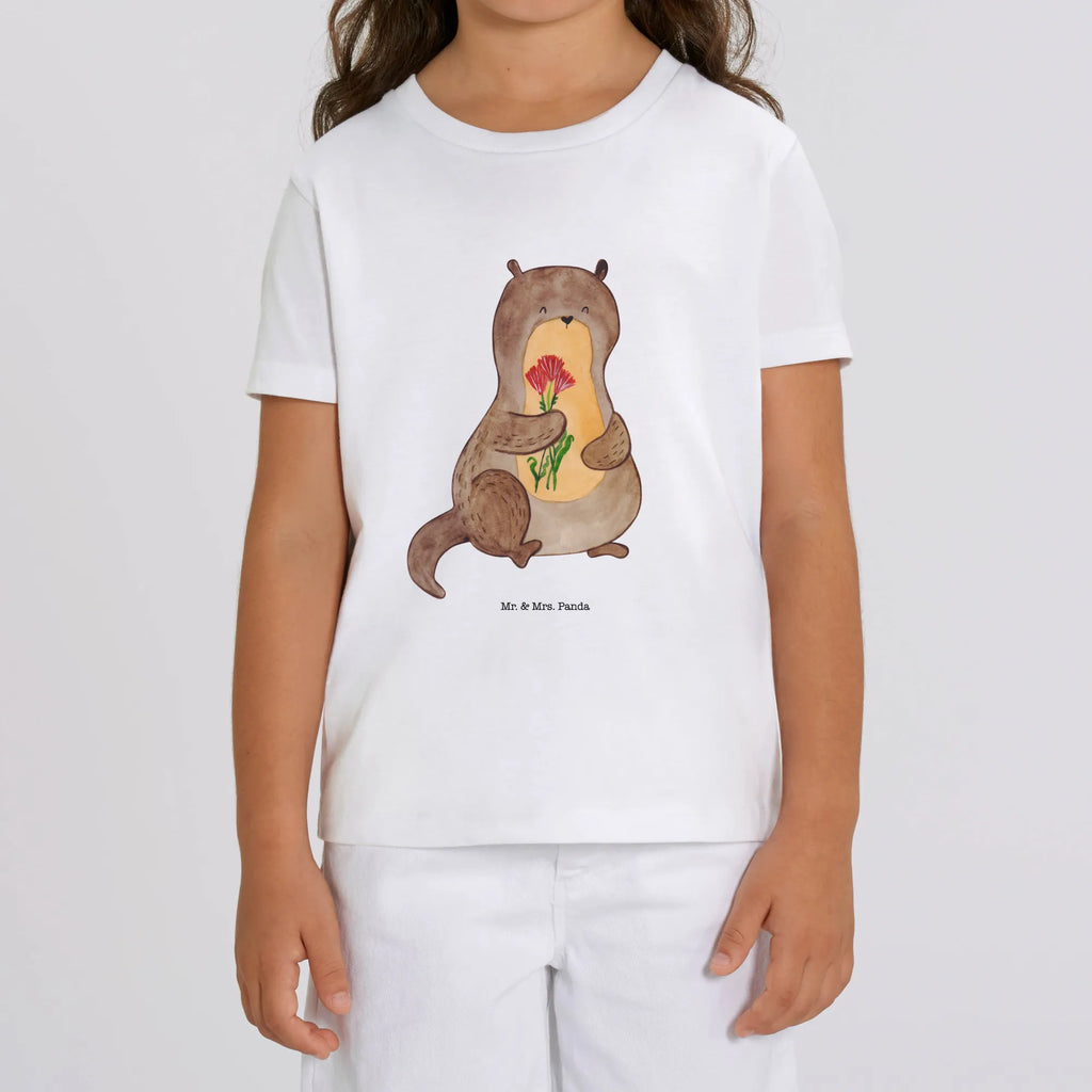 Organic Kids T-Shirt otter Bunch of flowers Kinder T-Shirt Jungen, Kinder T-Shirt, Kinder T-Shirt Mädchen, Otter, Seeotter, Fischotter, Otter Seeotter See Otter