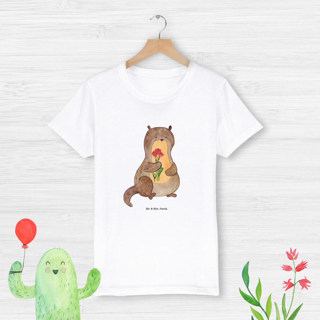 Organic Kids T-Shirt otter Bunch of flowers Kinder T-Shirt Jungen, Kinder T-Shirt, Kinder T-Shirt Mädchen, Otter, Seeotter, Fischotter, Otter Seeotter See Otter